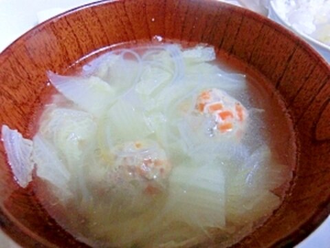 つくねと白菜と春雨のお鍋~ラーメンスープ風